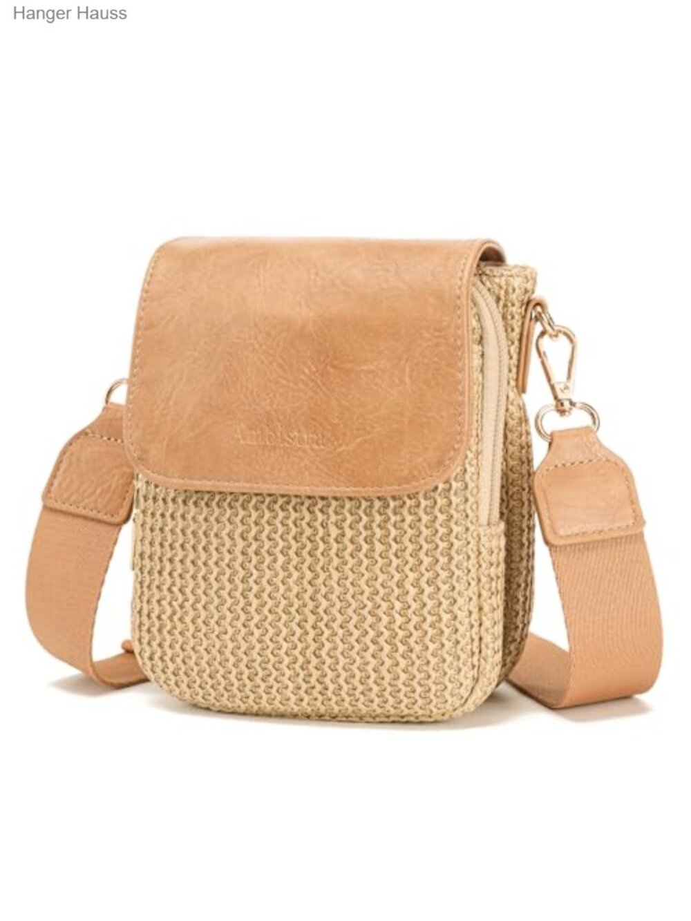 Faux Straw Crossbody Bag for Women, Woven Summer Purse with RFID Blocking,